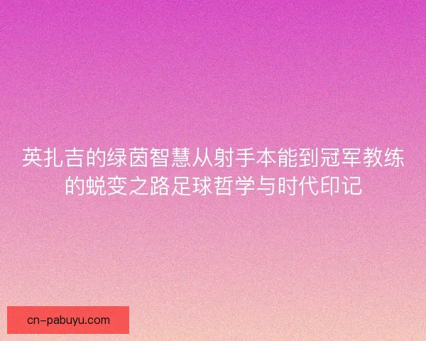 英扎吉的绿茵智慧从射手本能到冠军教练的蜕变之路足球哲学与时代印记